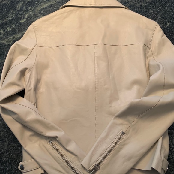 Aqua Off-White Leather Moto Jacket - Picture 3 of 6